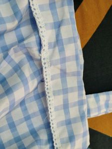 Sky Blue Checked Crop Top