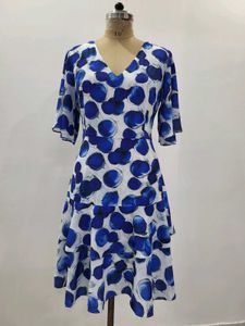 Blue Polka Dot Dress Length  40 Inches