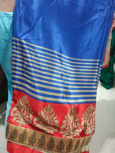 Elegant Blue &amp; Red Saree