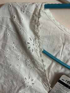 White Eyelet Crop Top - Size S