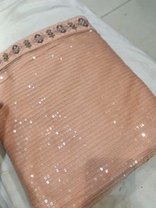 Peach Embroidered saree