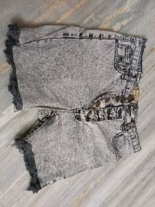Acid Wash Denim Shorts