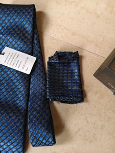 Blue Colour Tie With Cufflinks