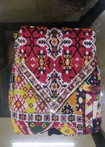 Boho Patchwork Print Cold Shoulder Top