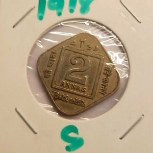 Rare George V 1918 2 Annas &amp; 1929 1 Anna Coin Set
