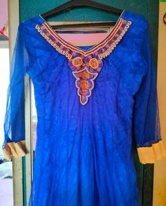 Elegant Blue Embroidered Anarkali Kurta