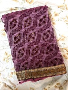 Velvet Printed Net saree✨
