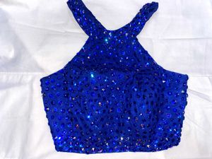 Designer Stone Beads Blue Hot Top Blouse