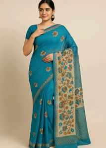 Elegant Blue Floral Saree