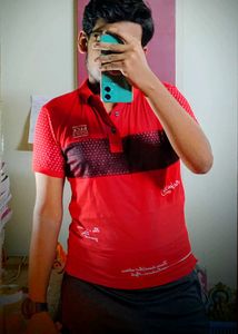 Cotton T-shirt For Boys-Red 🔴 (With Collar)