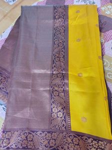 new unused Yellow  Saree with blouse pc