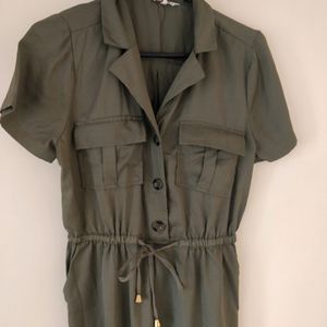 Blush Jumpsuit With Drawstring And Pockets