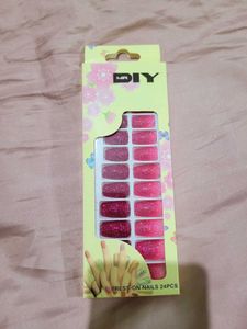 Pink Glitter Press-On Nails