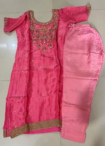 Women Pink Kurta With Plazo Pant For Festival |