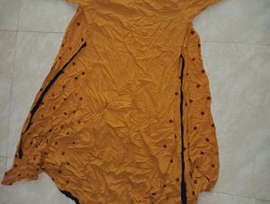 Boho Chic Mustard &amp; Navy Dress