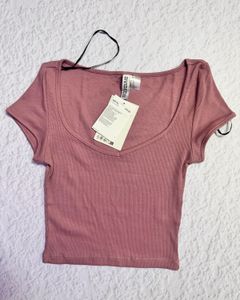H&M Divided Pink Ribbed Crop Top