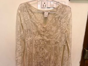 American Rag Cie Cream Lace Button-Down Dress (XS)