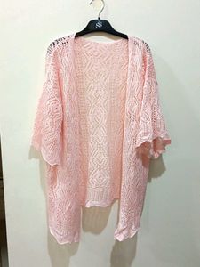Pink Crochet Shrug For Women