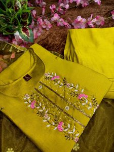 New Lime Mustard Heavy Handwork Suit Set