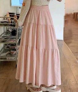 Pink Tiered Maxi Skirt