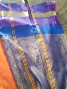 orange &amp; royal blue Saree