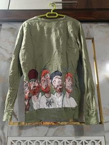 Olive Graphic Print Sweatshirt