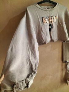 Beige Crop Sweatshirt