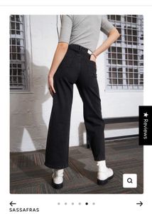 Sassfras Baggy Black Cut-Out Wide Leg Jeans
