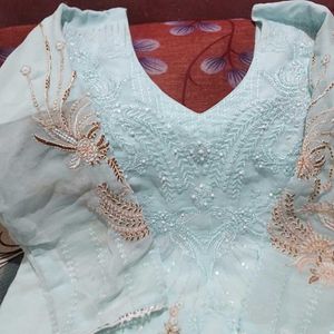 Light Blue Embroidered Salwar Kameez