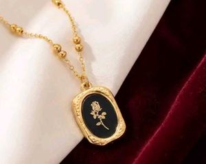 Rose Pendant Necklace - Elegant Gold Finish