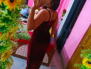 Burgundy Velvet Midi Dress