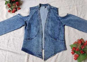 Cold Shoulder Denim Jacket