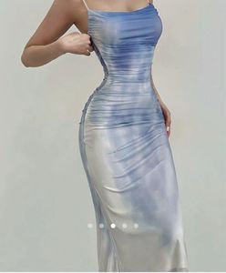 Blue Tie-Dye Bodycon Dress