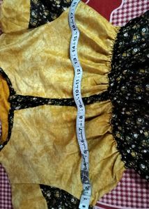 Floral Print Dress with Mustard Top
