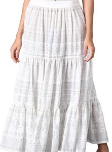 Tiered White Lace Maxi Skirt