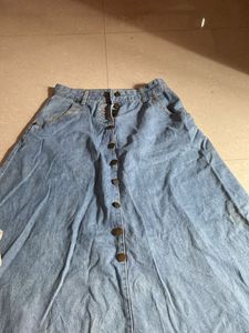 Vintage Denim Button-Front Skirt