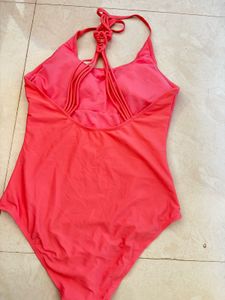 Coral Swim Top with Braided Straps