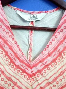 Ritu Kumar Geometric Pattern Peach Long Gown