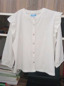 Cute White Ruffle Cardigan