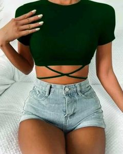Emerald Green Crisscross Crop Top