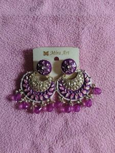 Vibrant Purple & Silver Jhumka Earrings