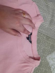 Zudio Pink Ribbed Top