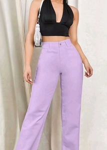 Purple Wide Leg Denim Pants