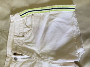 White Striped Denim Shorts