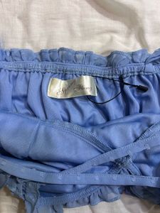 Cami Blue Ruffled Strappy Top