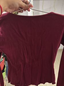 Burgundy Long Sleeve Top