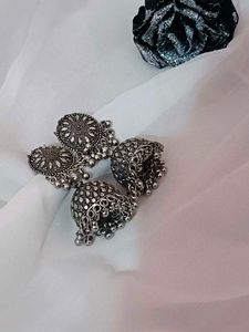 Silver Tone Jhumka Earrings