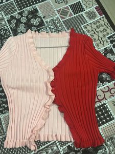 Two-Tone Ruffle Cardigan