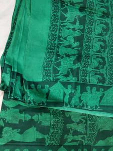 Green Plain Saree With VERY BEAUTIFUL PALLU