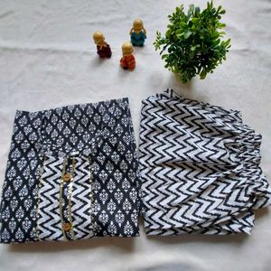 Black &amp; White Kurta Set